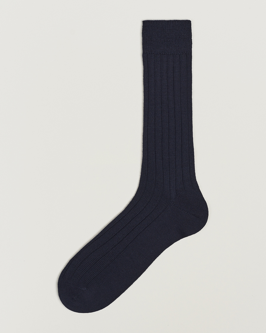 Men | Underwear & Socks | Bresciani | Wool/Nylon Heavy Ribbed Socks Navy