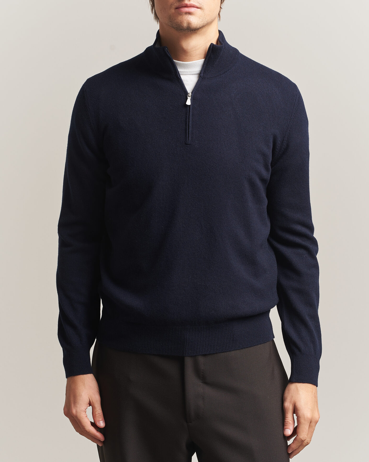 Men | Sweaters & Knitwear | Gran Sasso | Wool/Cashmere Half Zip Navy