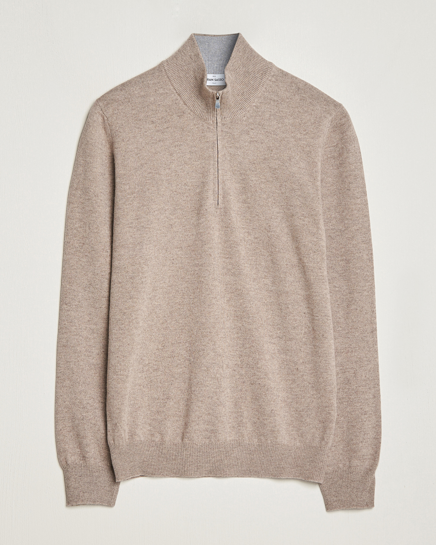 Men | Sweaters & Knitwear | Gran Sasso | Wool/Cashmere Half Zip Beige Melange