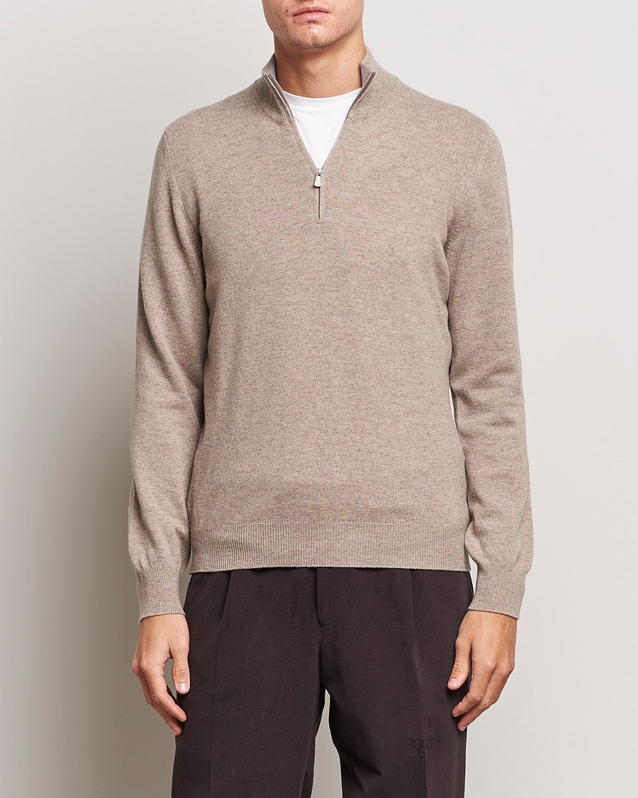 Men | Sweaters & Knitwear | Gran Sasso | Wool/Cashmere Half Zip Beige Melange
