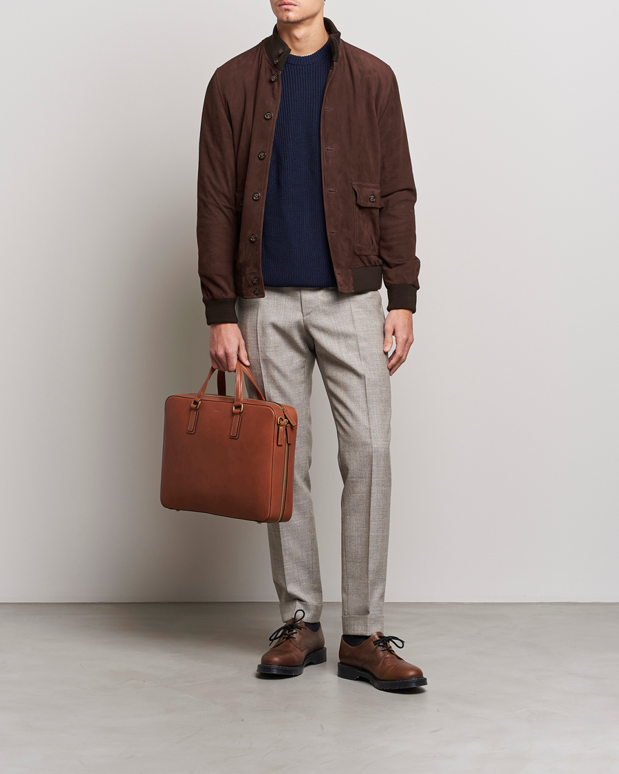 Men | Bags | Mismo | Morris Full Grain Leather Briefcase Tabac