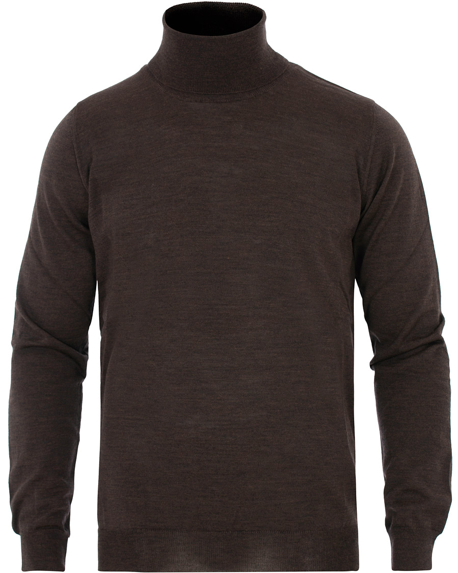 Men | Sweaters & Knitwear | Oscar Jacobson | Cole Extra Fine Merino Rollneck Brown