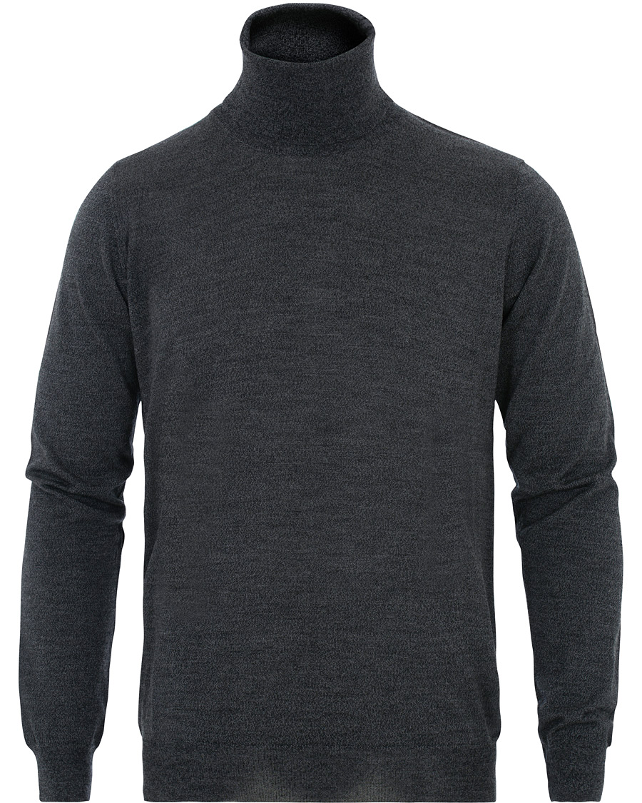 Men | Sweaters & Knitwear | Oscar Jacobson | Cole Extra Fine Merino Rollneck Dark Grey