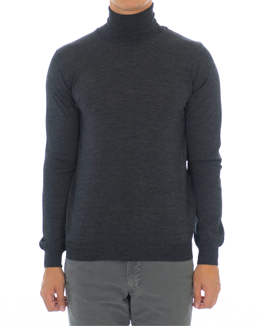 Men | Sweaters & Knitwear | Oscar Jacobson | Cole Extra Fine Merino Rollneck Dark Grey