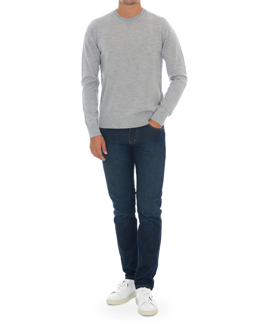 Men | Sweaters & Knitwear | Samsøe Samsøe | Samsøe & Samsøe Flemming Superfine Merino Wool Crew Neck Grey Mel
