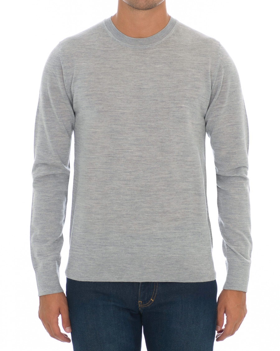 Men | Sweaters & Knitwear | Samsøe Samsøe | Samsøe & Samsøe Flemming Superfine Merino Wool Crew Neck Grey Mel