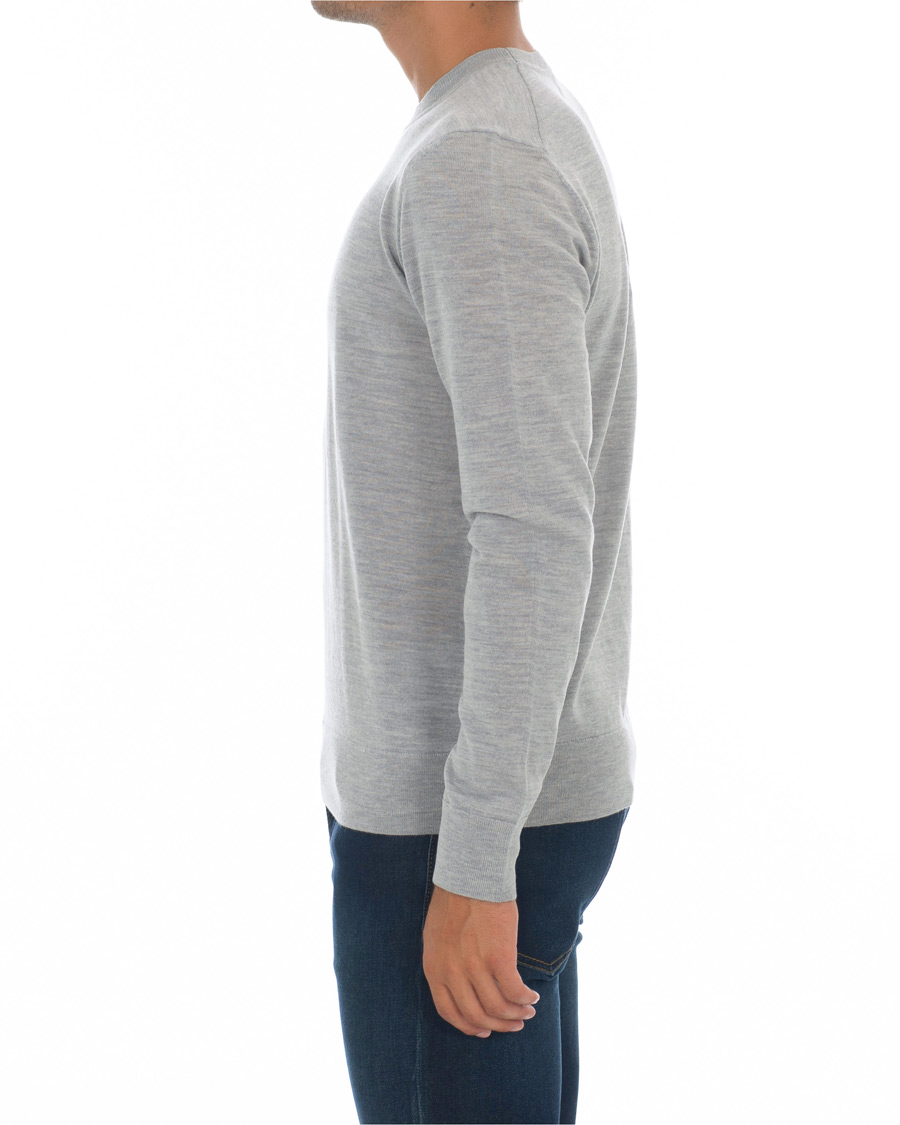 Men | Sweaters & Knitwear | Samsøe Samsøe | Samsøe & Samsøe Flemming Superfine Merino Wool Crew Neck Grey Mel