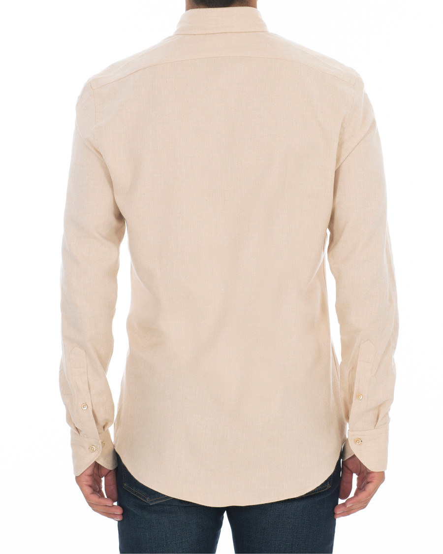 Men | Shirts | Stenströms | Slimline Flannel Shirt Beige
