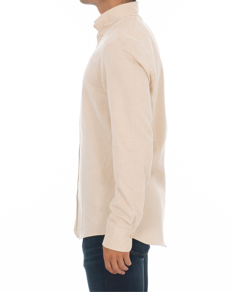 Men | Shirts | Stenströms | Slimline Flannel Shirt Beige