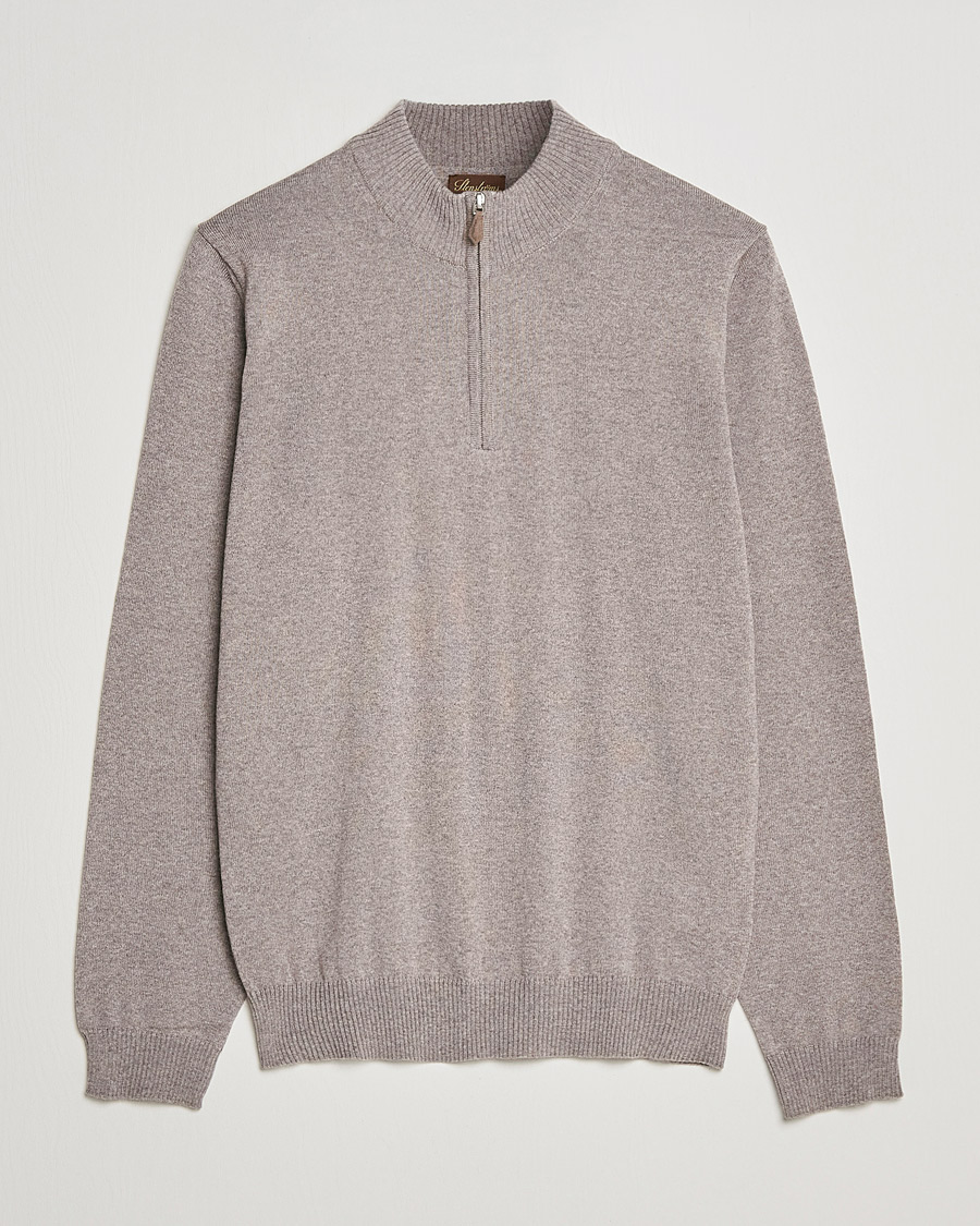 Men | Sweaters & Knitwear | Stenströms | Merino Half Zip Mud Brown