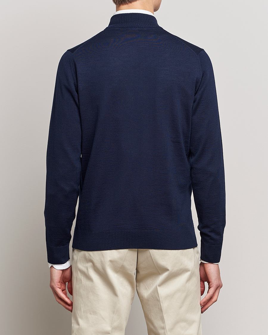 Men | Sweaters & Knitwear | Stenströms | Merino Full Zip Navy