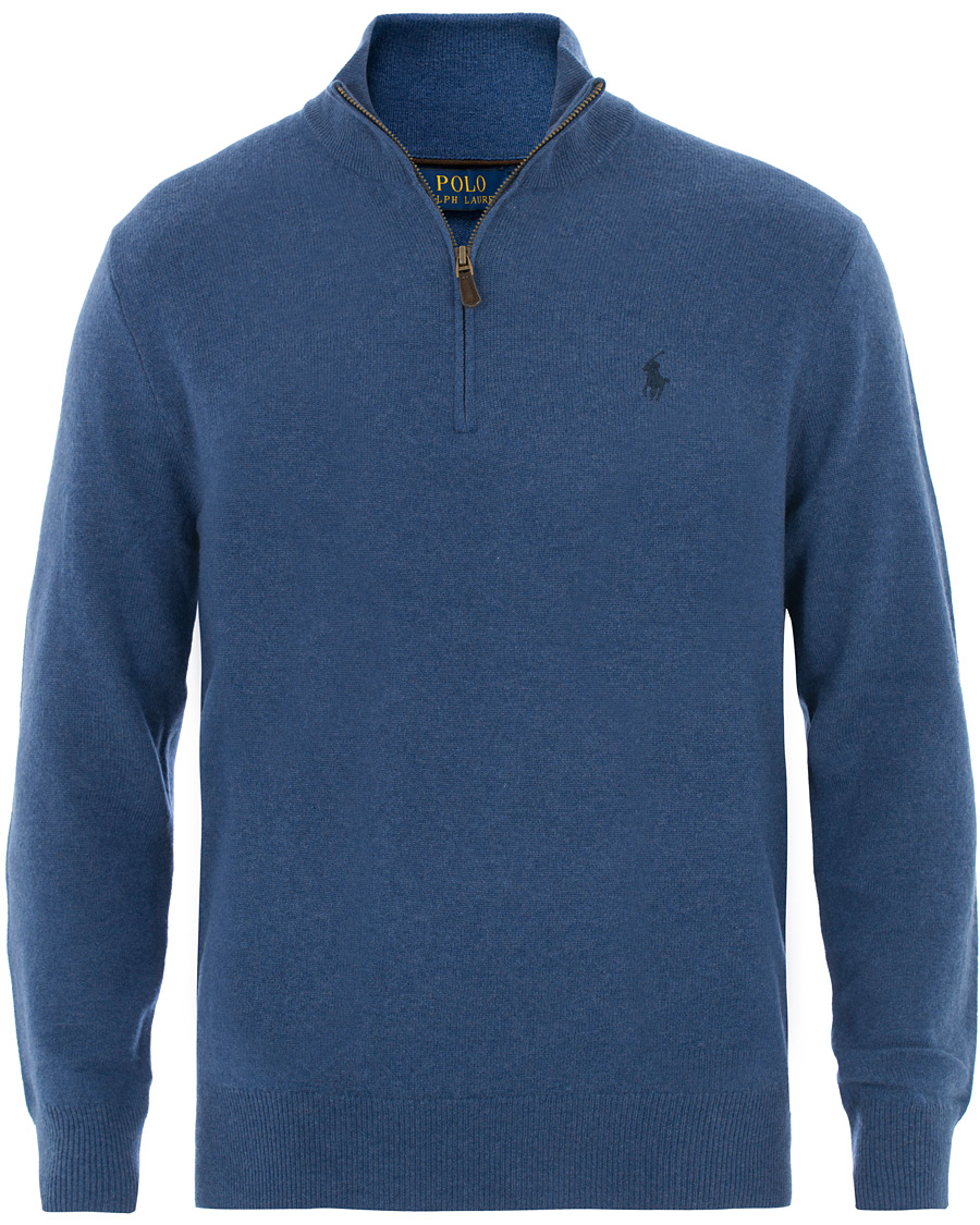 Men | Sweaters & Knitwear | Polo Ralph Lauren | Merino Half Zip Shale Blue