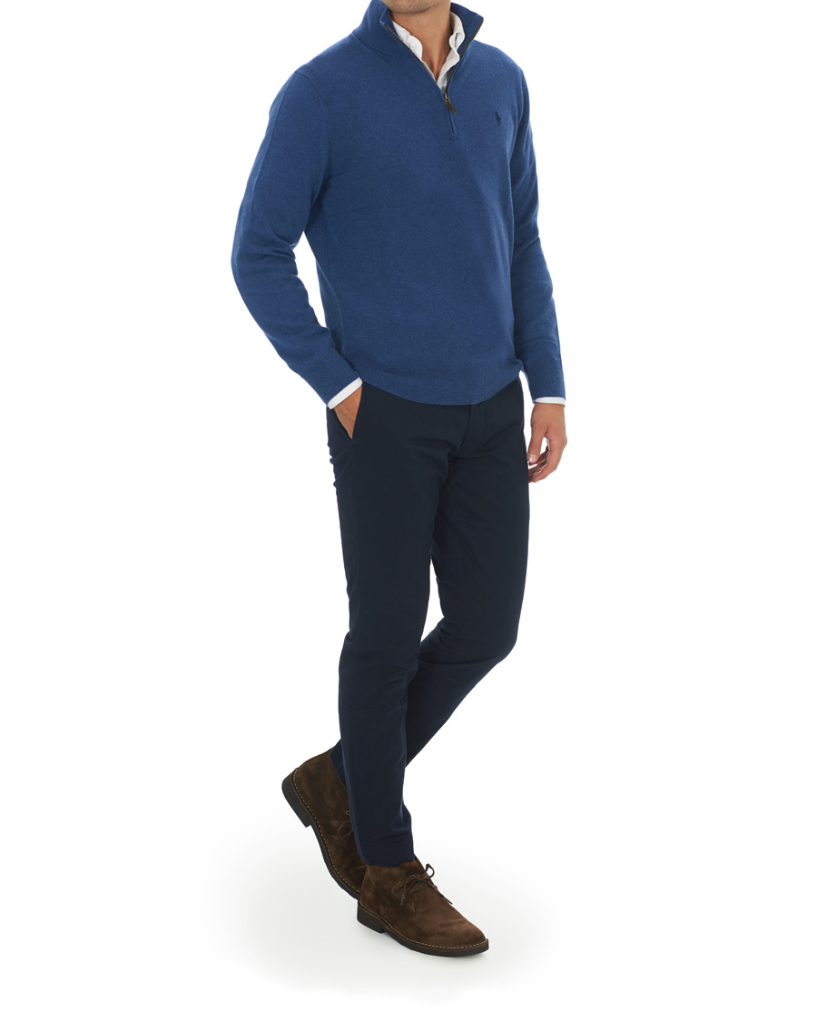 Men | Sweaters & Knitwear | Polo Ralph Lauren | Merino Half Zip Shale Blue