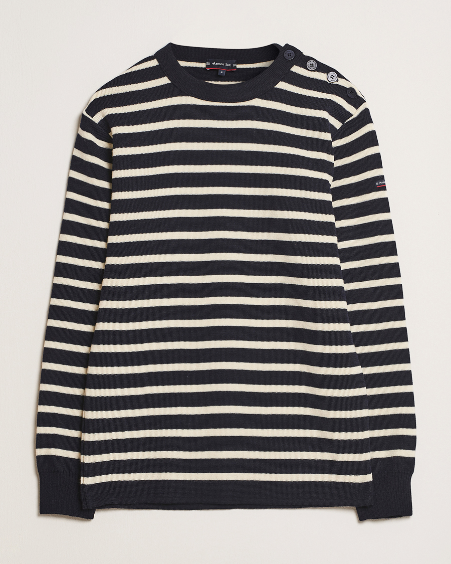 Men | Sweaters & Knitwear | Armor-lux | Fouesnant Classic Sweater Rich Navy/Nature