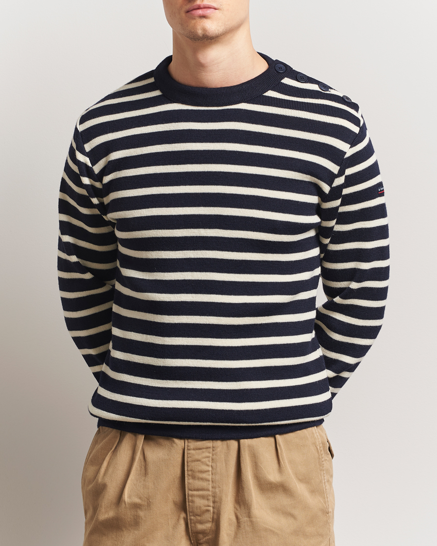 Men | Sweaters & Knitwear | Armor-lux | Fouesnant Classic Sweater Rich Navy/Nature