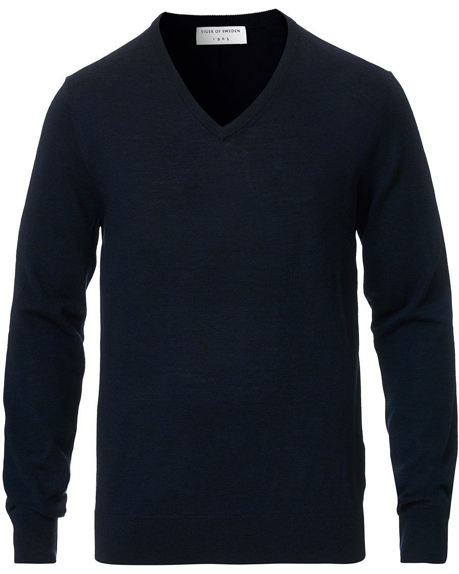 Men | Sweaters & Knitwear | Tiger of Sweden | Rael V-Neck Pullover Navy