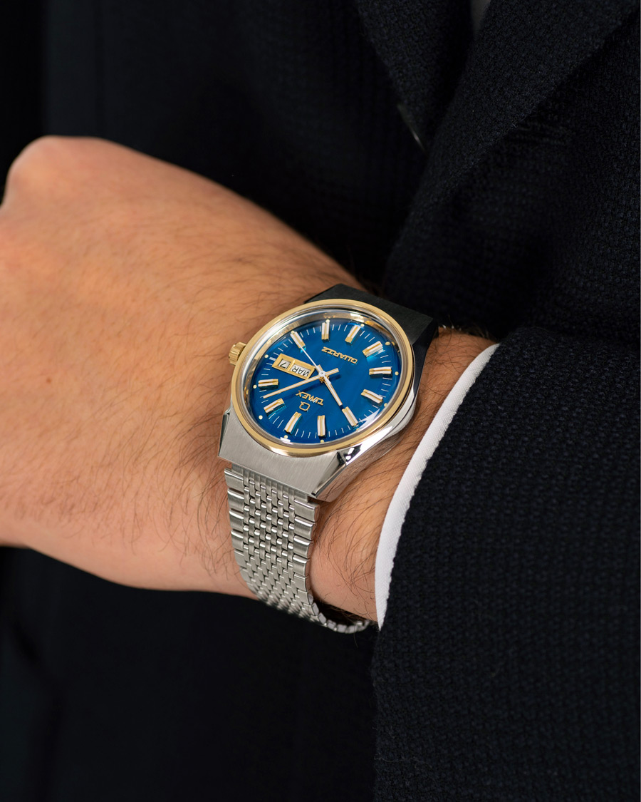Men | Timex Q Reissue 1978 Falcon Eye 38mm Steel/Blue Dial | Timex | Q Reissue 1978 Falcon Eye 38mm Steel/Blue Dial