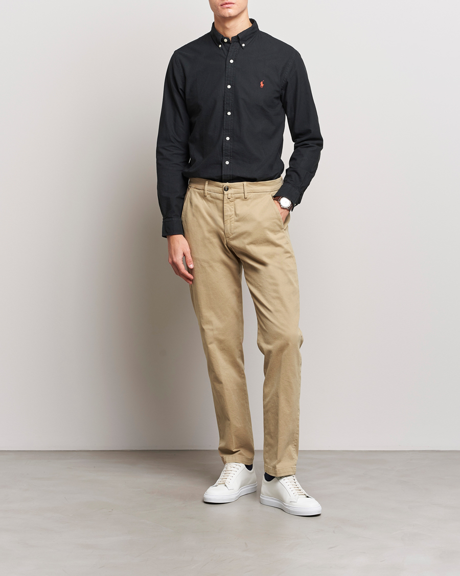 Men | Shirts | Polo Ralph Lauren | Slim Fit Garment Dyed Oxford Shirt Polo Black