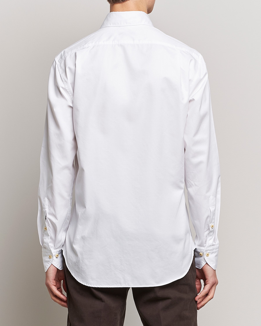 Men | Shirts | Stenströms | Fitted Body Washed Cotton Plain Shirt White