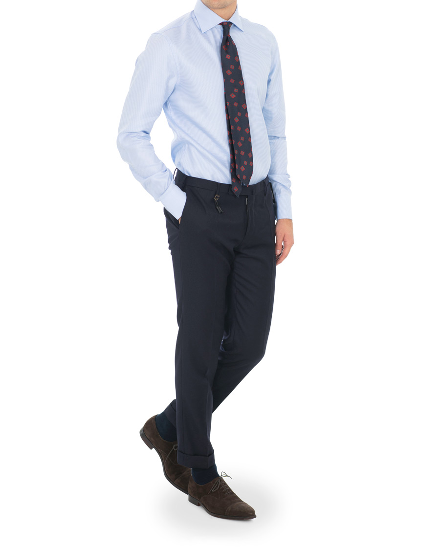Men | Shirts | Stenströms | Slimline Houndstooth Shirt Blue