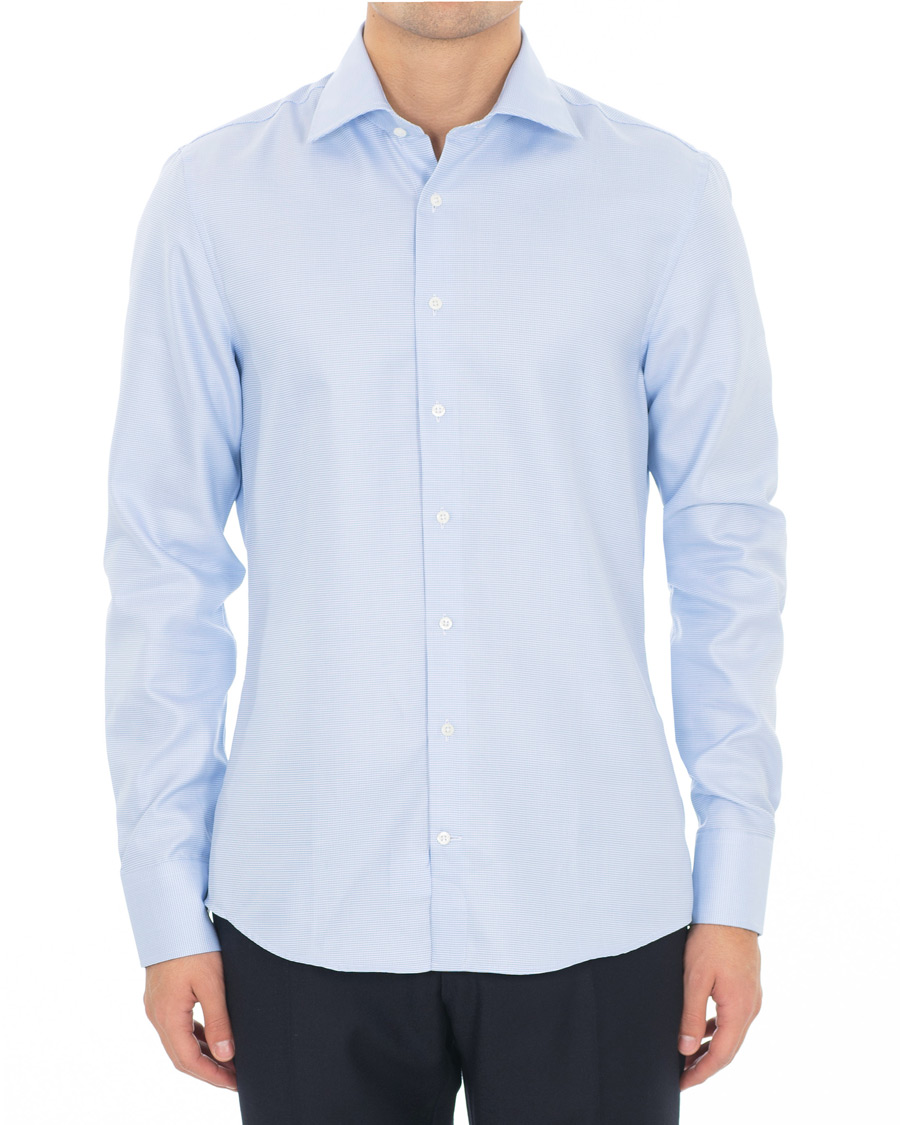 Men | Shirts | Stenströms | Slimline Houndstooth Shirt Blue