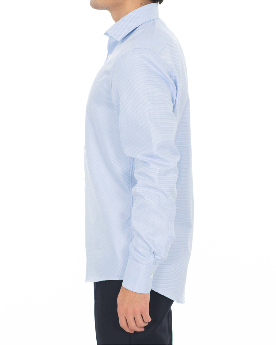 Men | Shirts | Stenströms | Slimline Houndstooth Shirt Blue