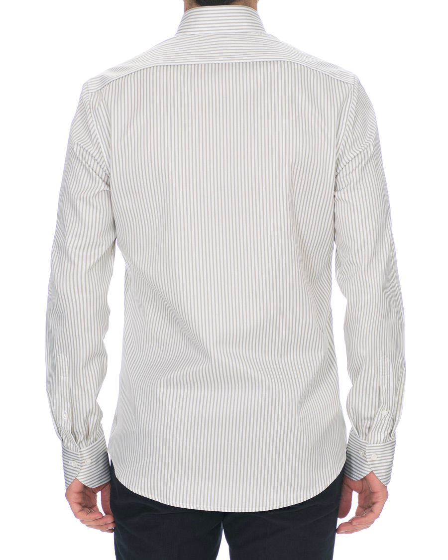 Men | Shirts | Stenströms | Slimline Striped Twill Button Down Shirt Green