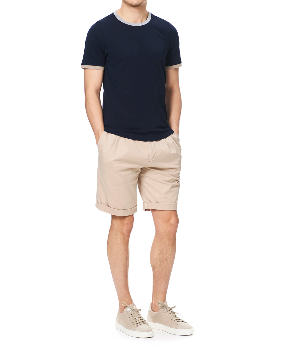 Men | T-Shirts | Brunello Cucinelli | Contrast Collar Short Sleeve T-Shirt Navy/Grey
