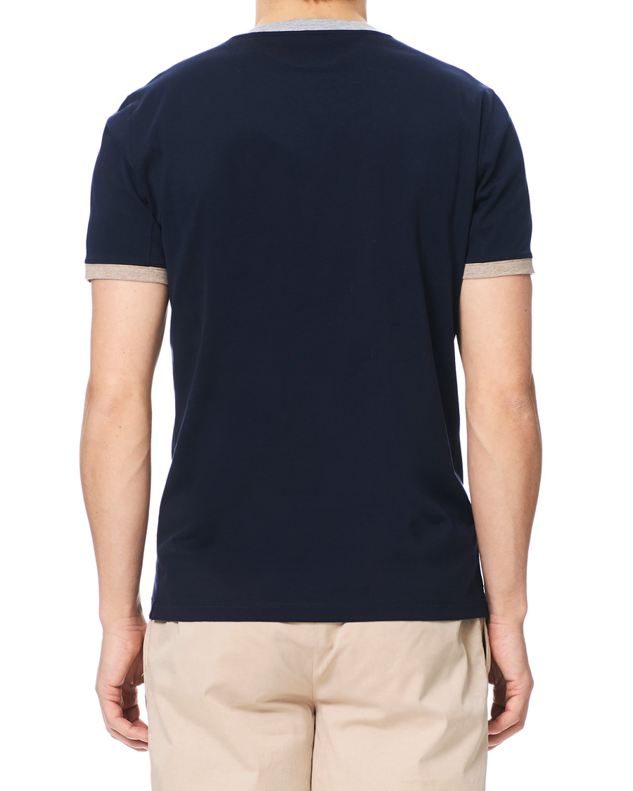 Men | T-Shirts | Brunello Cucinelli | Contrast Collar Short Sleeve T-Shirt Navy/Grey
