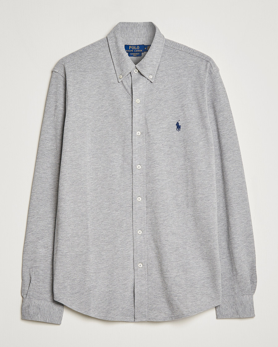 Men | Shirts | Polo Ralph Lauren | Slim Fit Featherweight Mesh Shirt Andover Heather