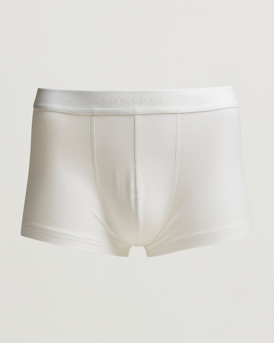 Men | Underwear & Socks | Sunspel | Cotton Stretch Trunk White