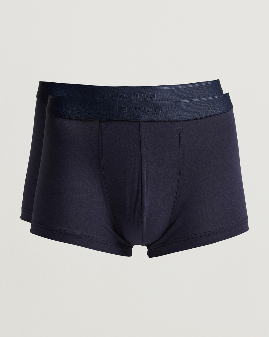 Men | Underwear & Socks | Sunspel | 2-Pack Cotton Stretch Trunk Navy
