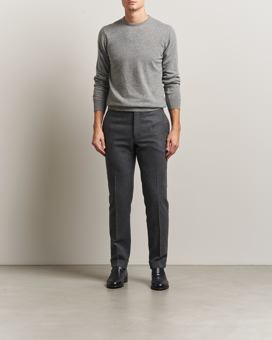 Men | Sweaters & Knitwear | Piacenza Cashmere | Cashmere Crew Neck Sweater Light Grey