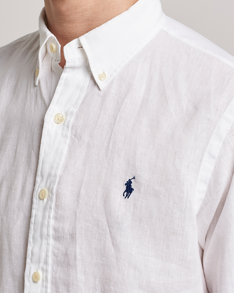 Men | Shirts | Polo Ralph Lauren | Custom Fit Linen Button Down White