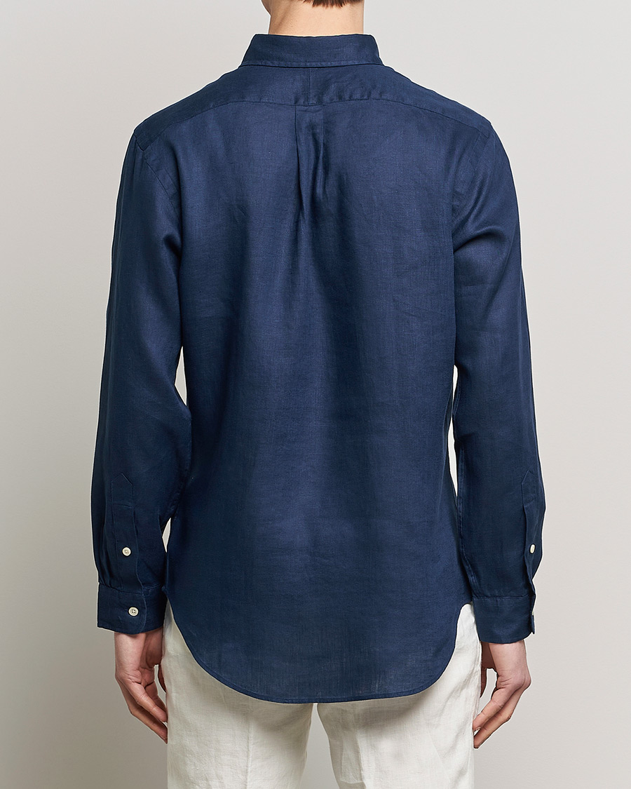 Men | Shirts | Polo Ralph Lauren | Custom Fit Linen Button Down Newport Navy