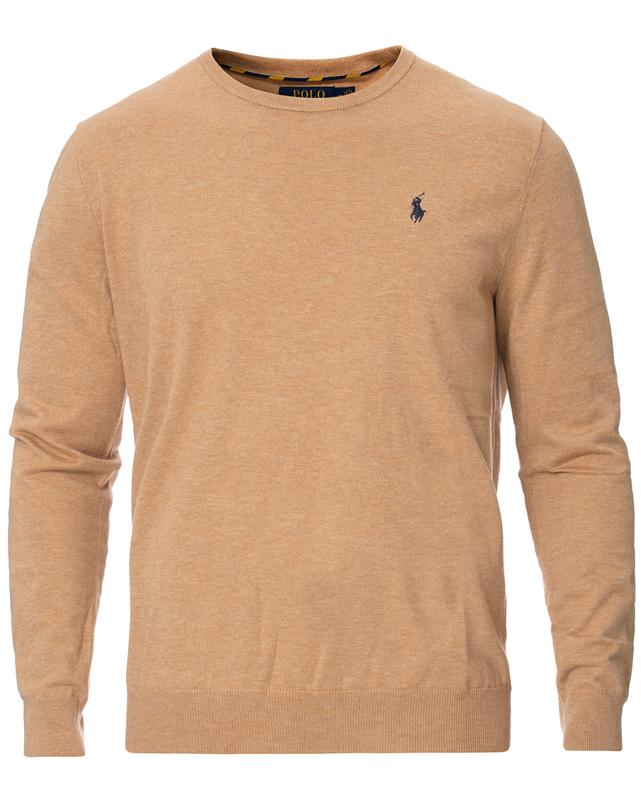 Men | Sweaters & Knitwear | Polo Ralph Lauren | Pima Cotton Crew Neck Pullover Camel Melange
