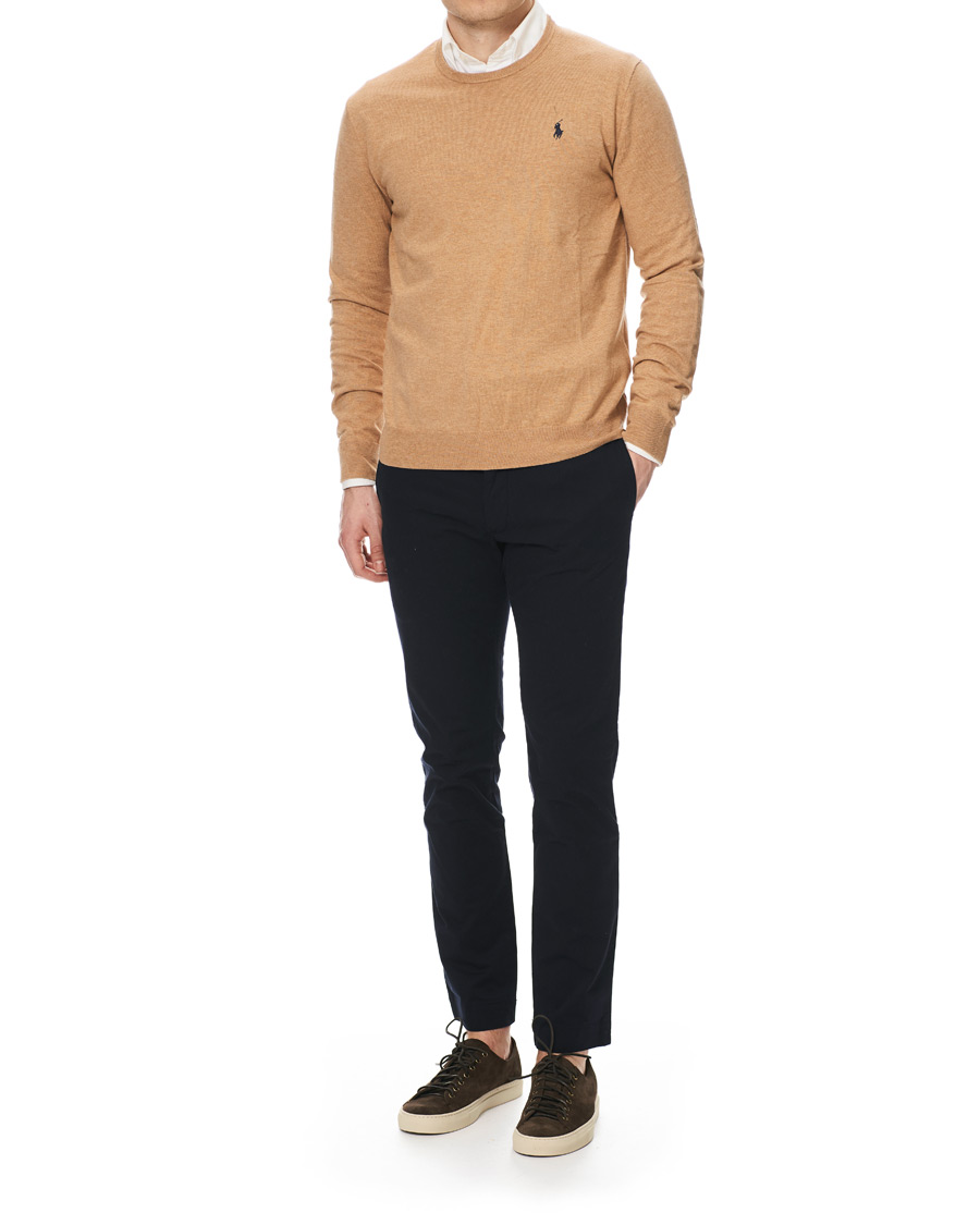 Men | Sweaters & Knitwear | Polo Ralph Lauren | Pima Cotton Crew Neck Pullover Camel Melange