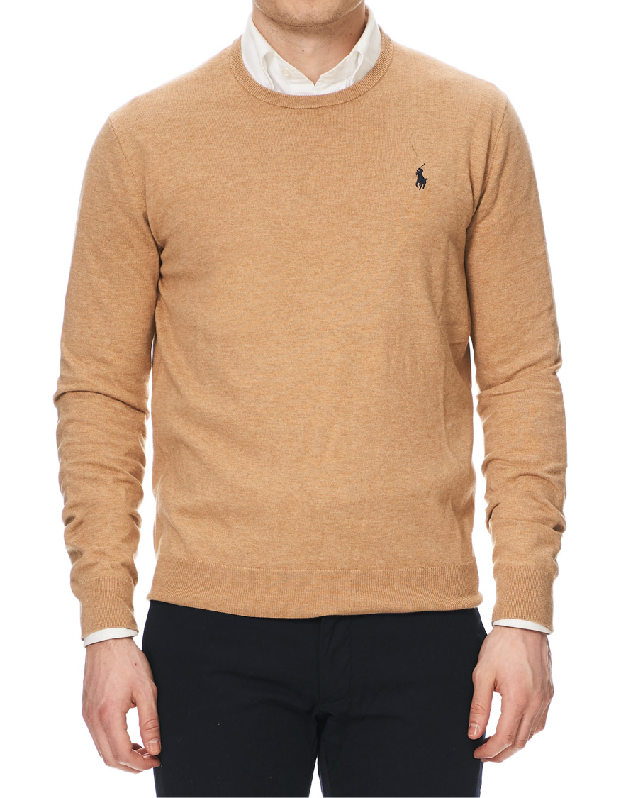 Men | Sweaters & Knitwear | Polo Ralph Lauren | Pima Cotton Crew Neck Pullover Camel Melange