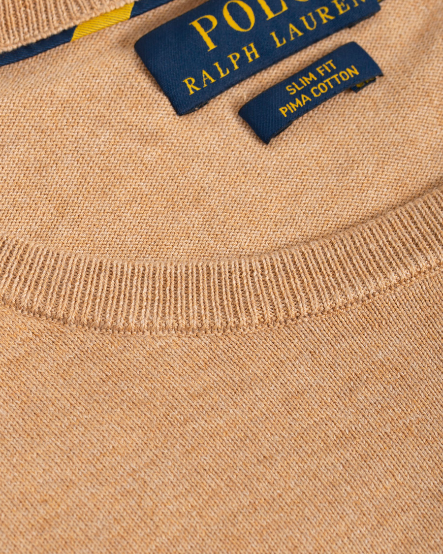 Men | Sweaters & Knitwear | Polo Ralph Lauren | Pima Cotton Crew Neck Pullover Camel Melange