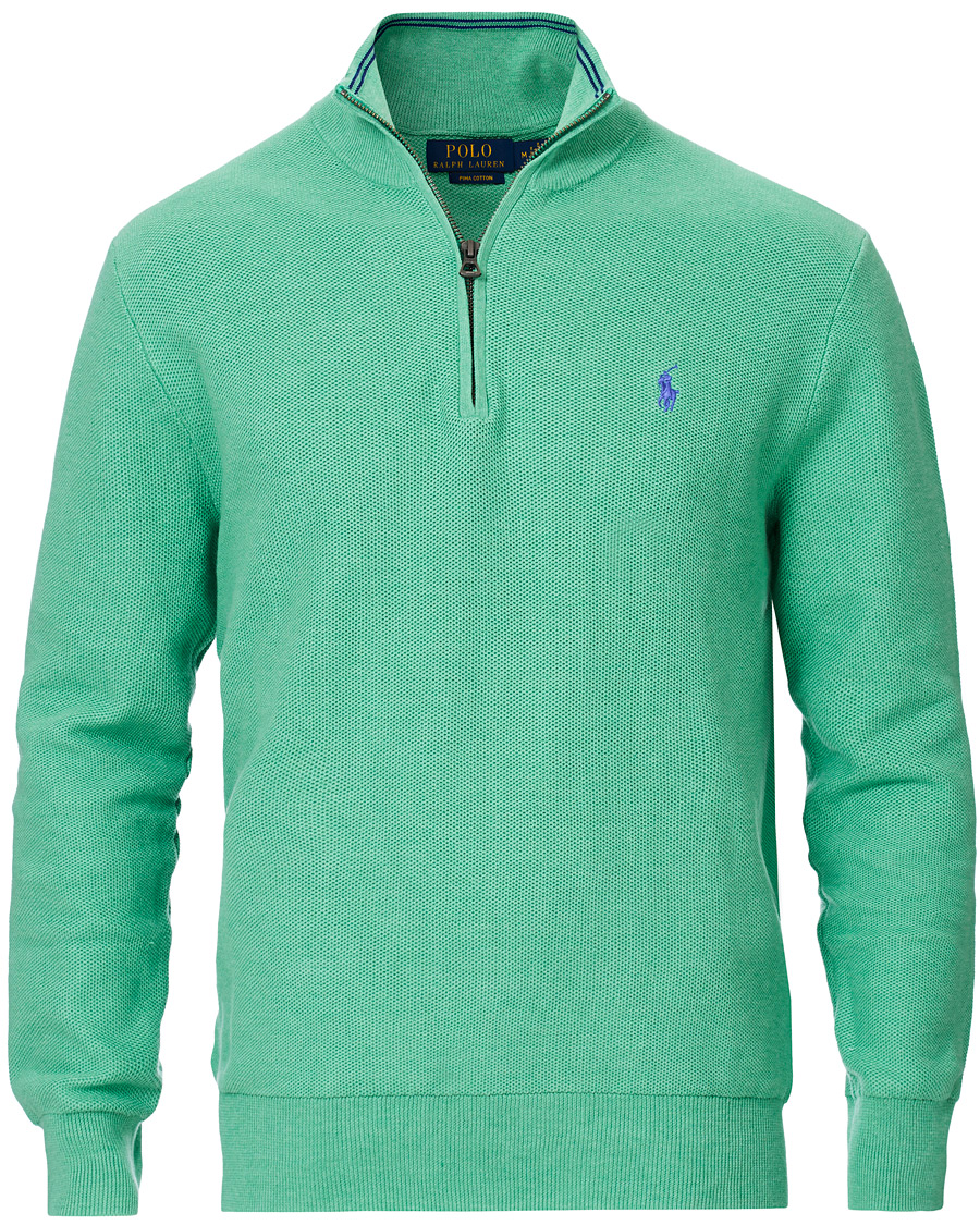 Men | Sweaters & Knitwear | Polo Ralph Lauren | Texture Half Zip Green Heather