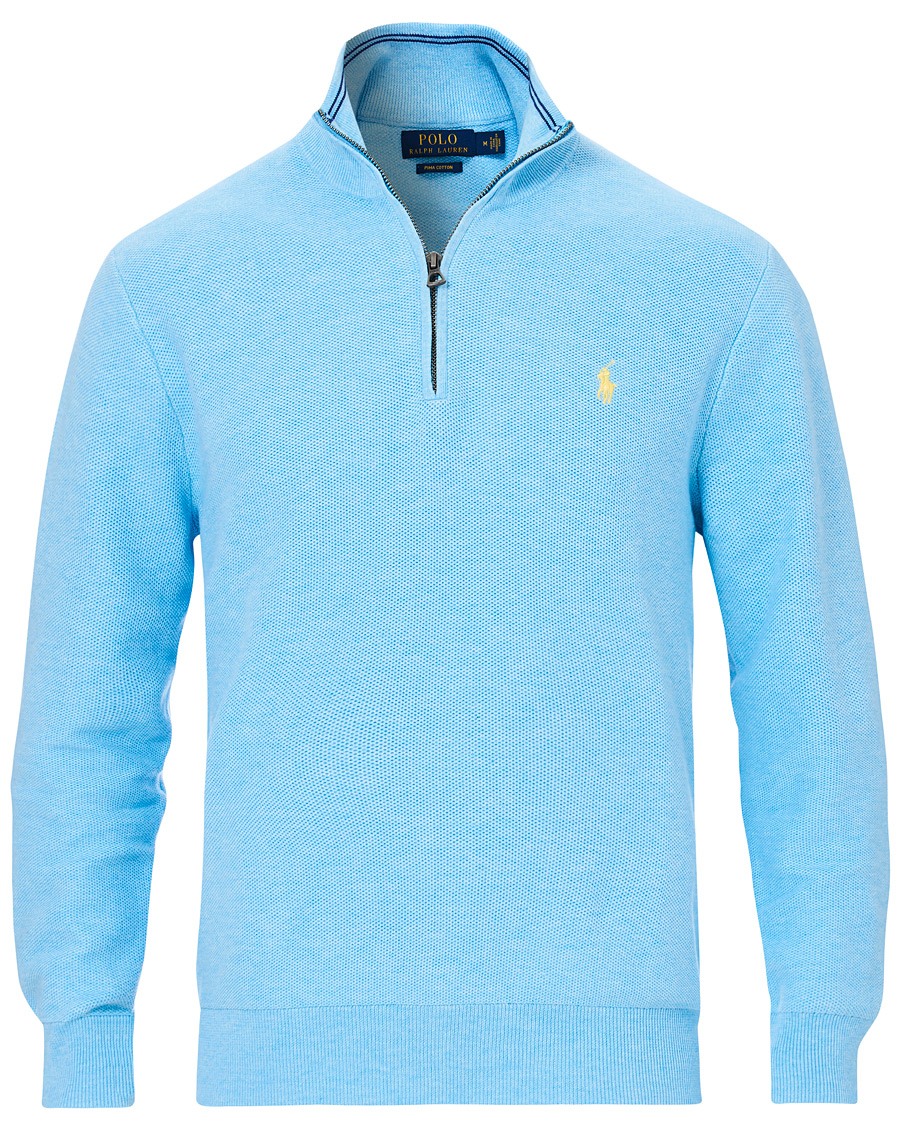 Men | Sweaters & Knitwear | Polo Ralph Lauren | Texture Half Zip Light Blue Heather