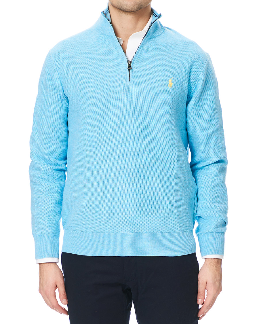 Men | Sweaters & Knitwear | Polo Ralph Lauren | Texture Half Zip Light Blue Heather