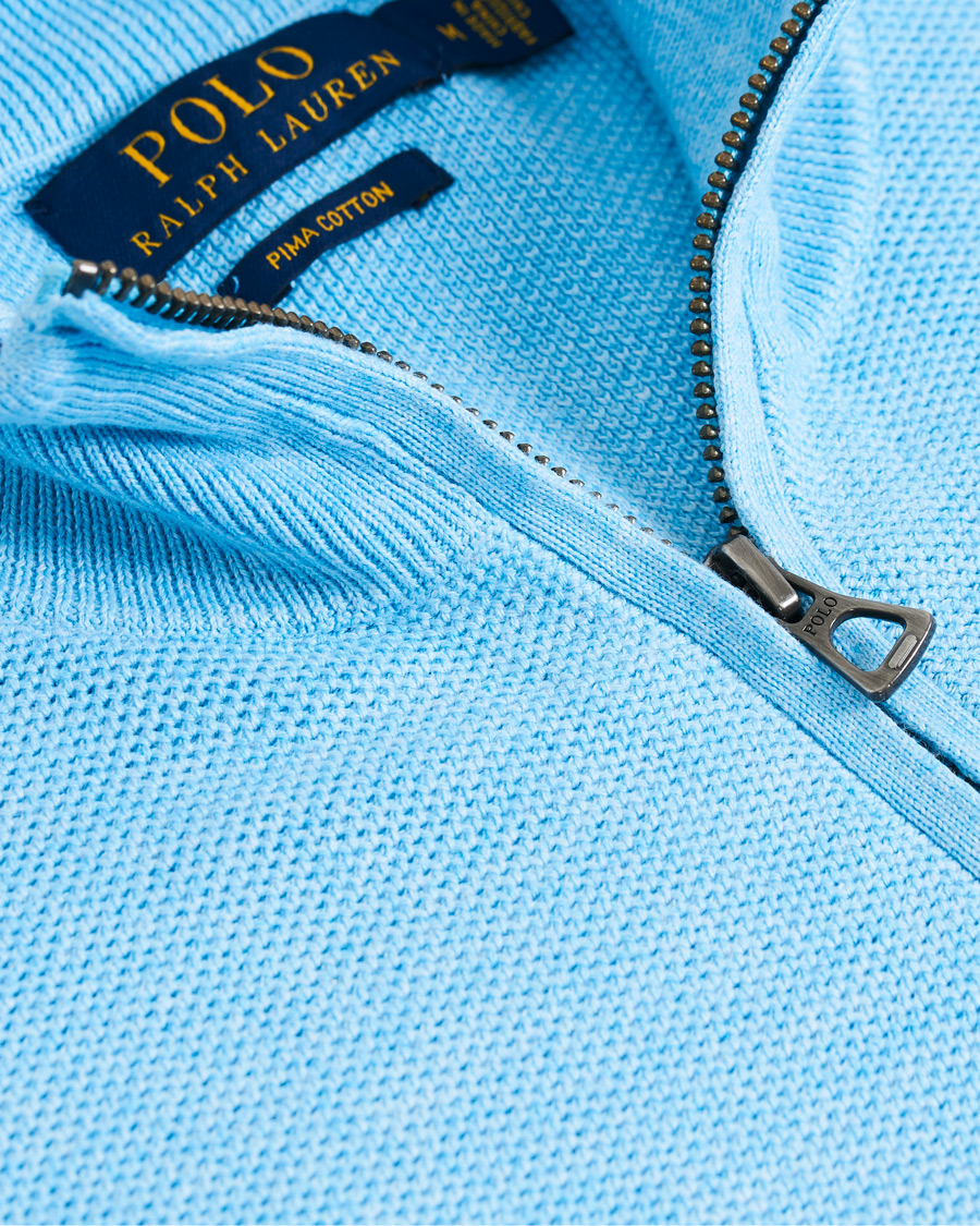 Men | Sweaters & Knitwear | Polo Ralph Lauren | Texture Half Zip Light Blue Heather