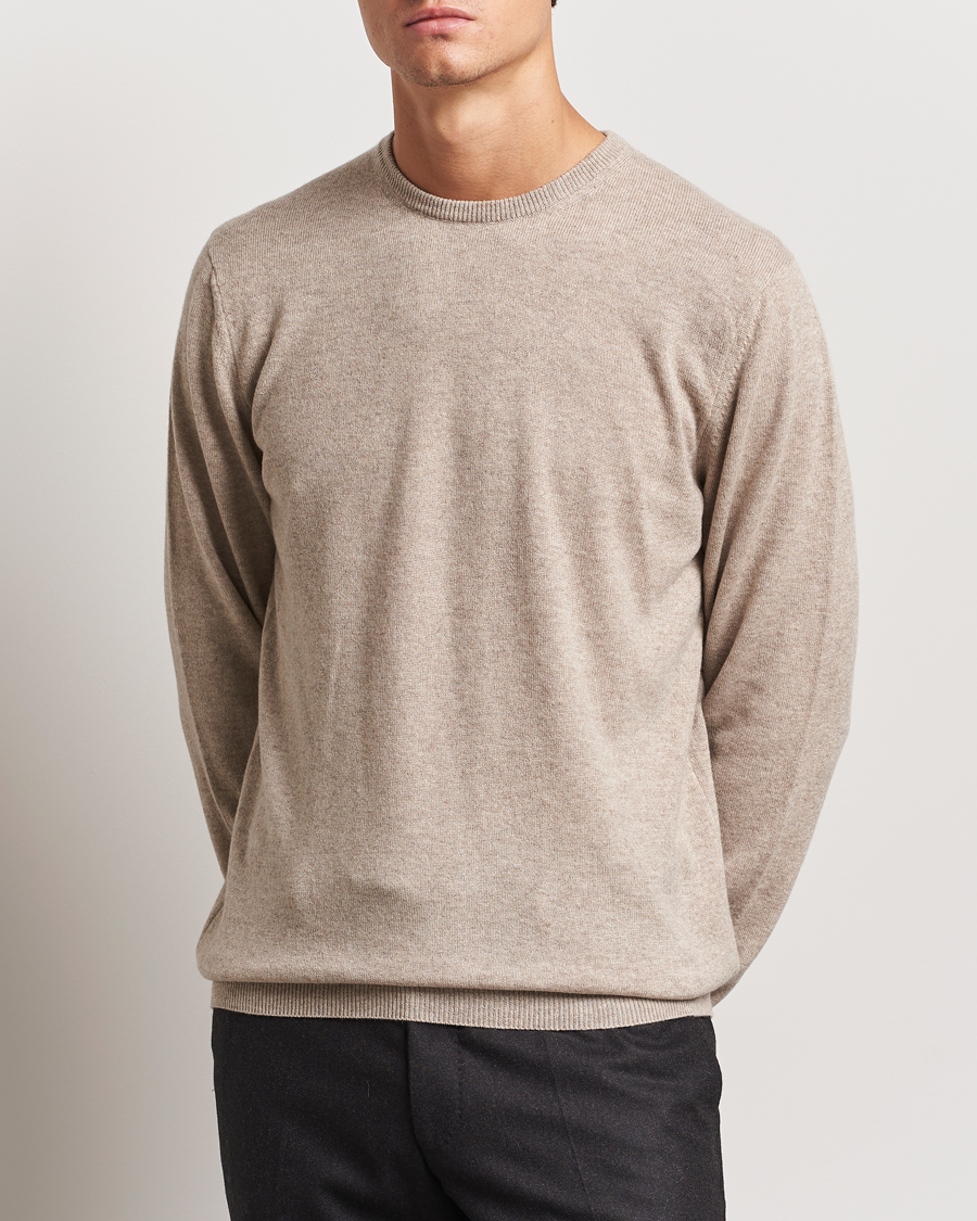Men | Sweaters & Knitwear | Piacenza Cashmere | Cashmere Crew Neck Sweater Beige