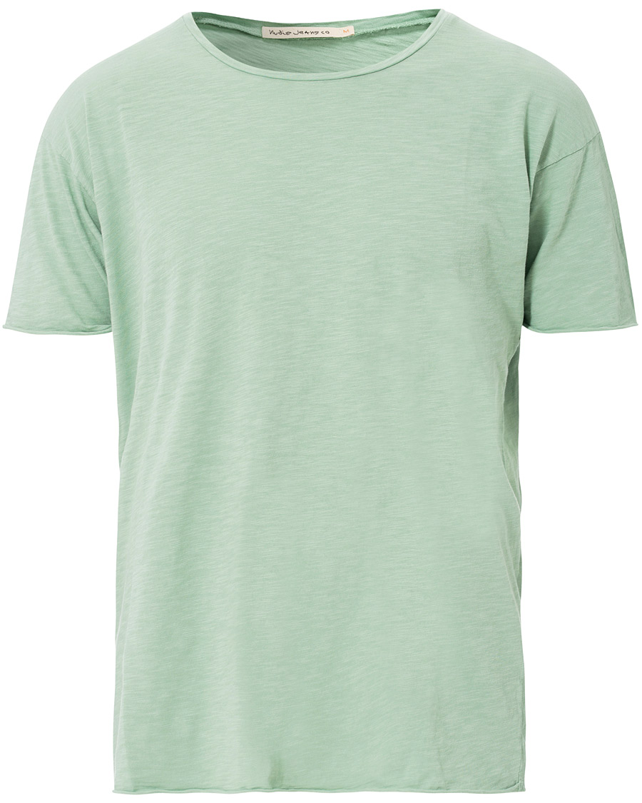 Men | T-Shirts | Nudie Jeans | Roger Slub Crew Neck Tee Pale Green