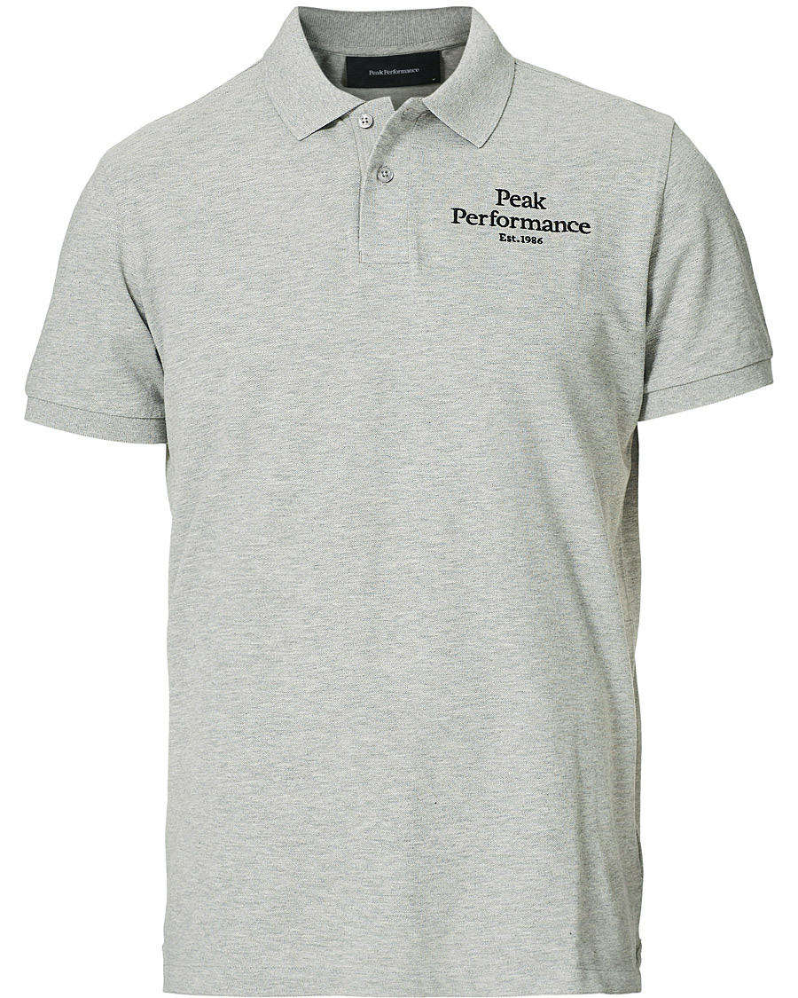 Men | Polo Shirts | Peak Performance | Original Logo Polo Medium Grey Heather