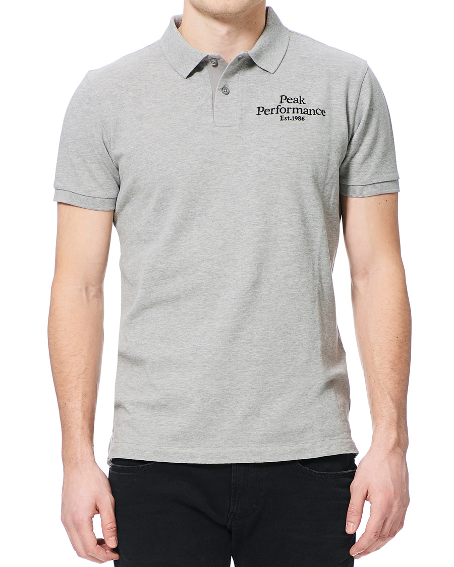 Men | Polo Shirts | Peak Performance | Original Logo Polo Medium Grey Heather
