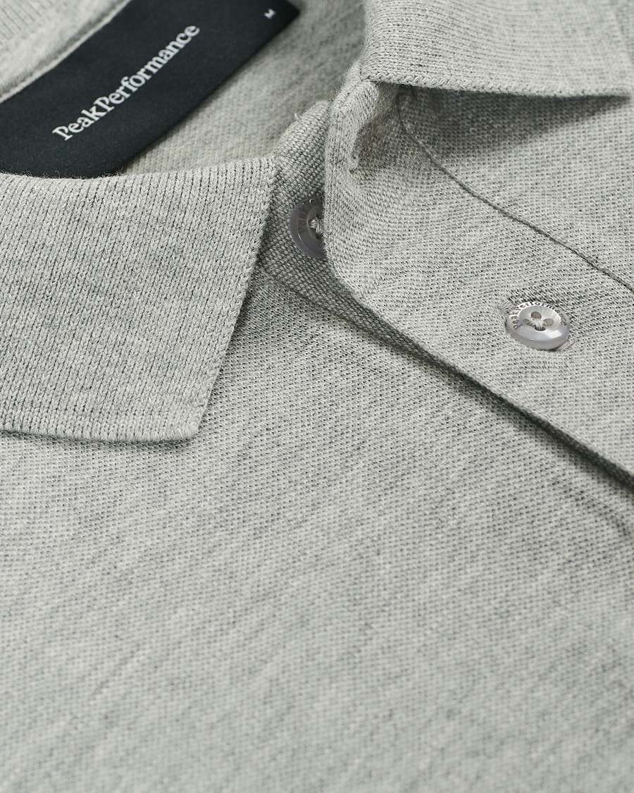 Men | Polo Shirts | Peak Performance | Original Logo Polo Medium Grey Heather