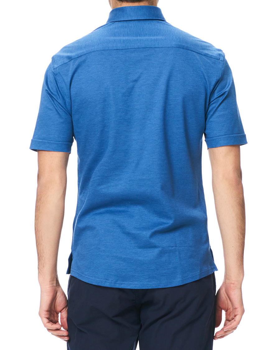 Men | Polo Shirts | Eton | Slim Fit Short Sleeve Pique Shirt Blue