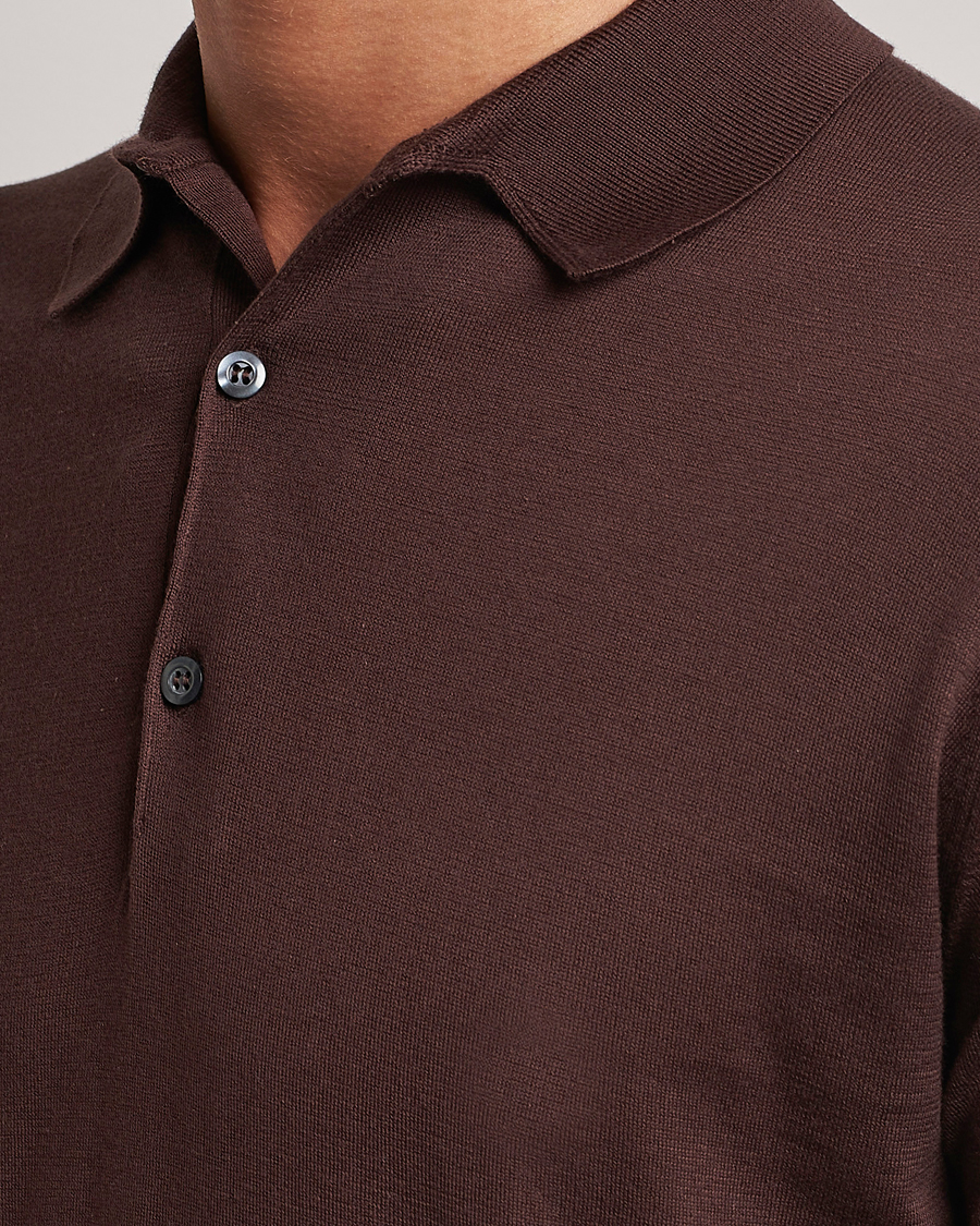 Men | Polo Shirts | John Smedley | Adrian Slim Fit Sea Island Polo Coffee Bean